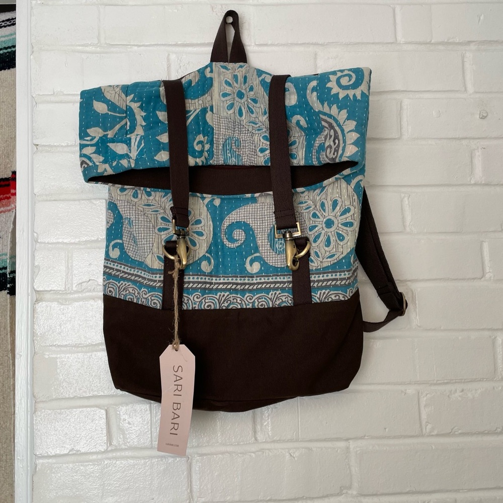Sari Bari Bag Travel Backpack Recycled Materials Sustainable Eco Friendly NWT
